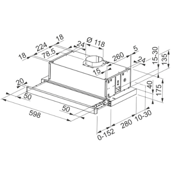 Hotte Pull out FTC 601 BK/GL